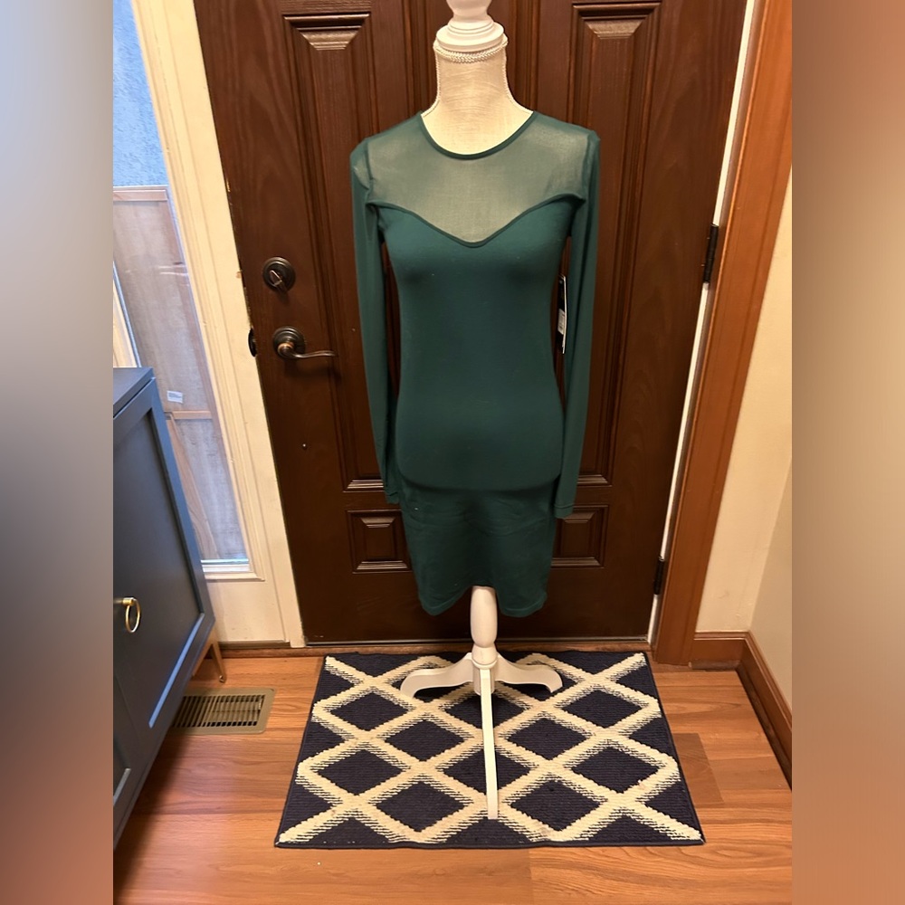 Fashion Nova Nora Ribbed Mini Dress-Hunter-Size L/XL NWT - Picture 2 of 5